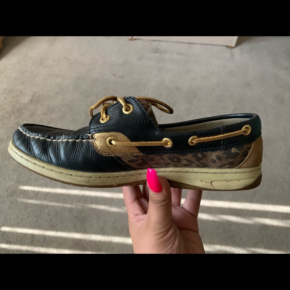 Sperry leopard print boat shoe